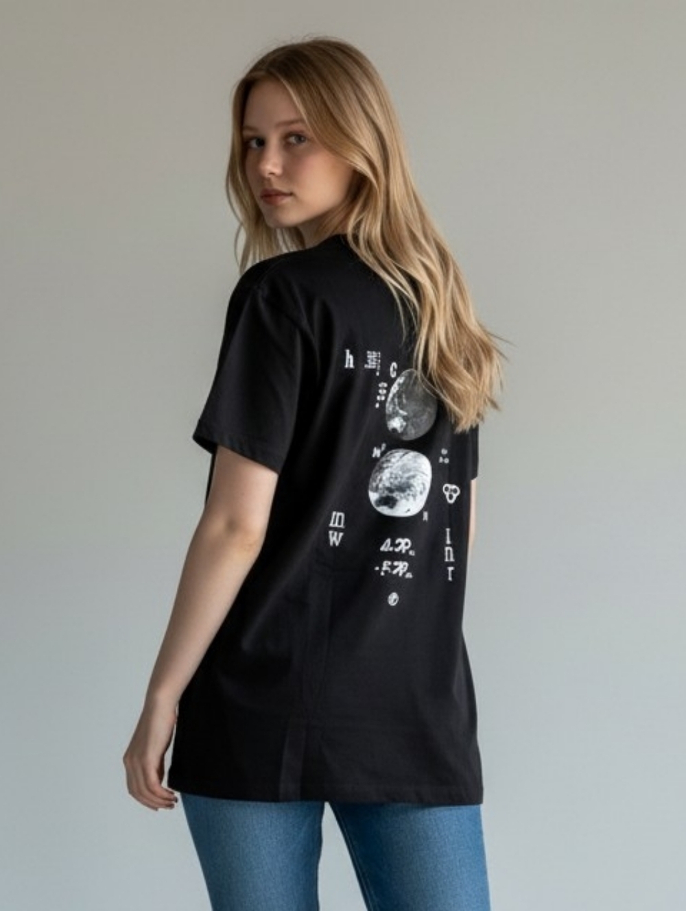 FA Black Short Sleeve Graphic Tee with Moon Emblem